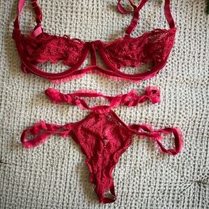 Elegant Red Lace Lingerie Set
